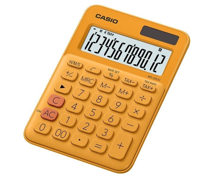 Calculator Mini Desk Orange 12 Digits Ms-20uc
